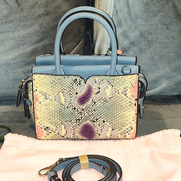 KATE SPADE NEW YORK SPENCER MULTICOLOR PYTHON TWO-WAY TOTE SPADE CHARMS DUSTBAG - Picture 8 of 17